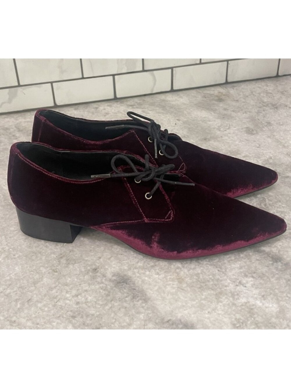 Sixtyseven Oxford Shoes Womens 41 US 9.5 Purple Velvet Anthropologie Pointed Toe